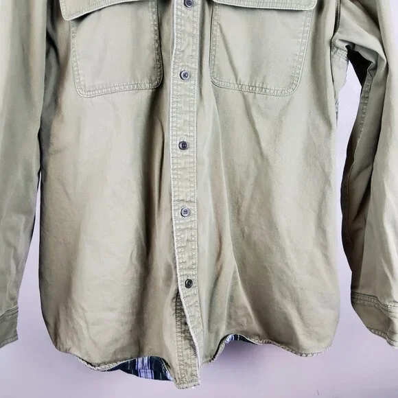 L.L. Bean Shacket Men's 2XL Green Flannel Lined Shirt Jacket Traditional Fit - Picture 7 of 8